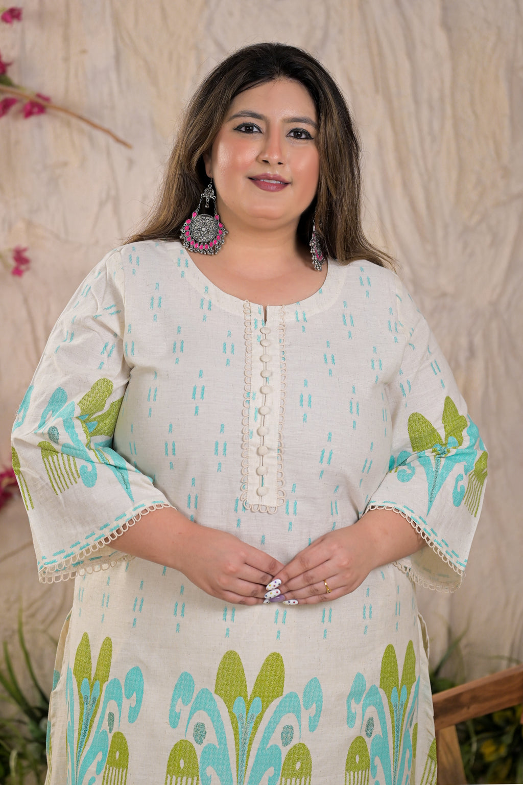 Women Ikat Motif 2 Piece Kurta Set