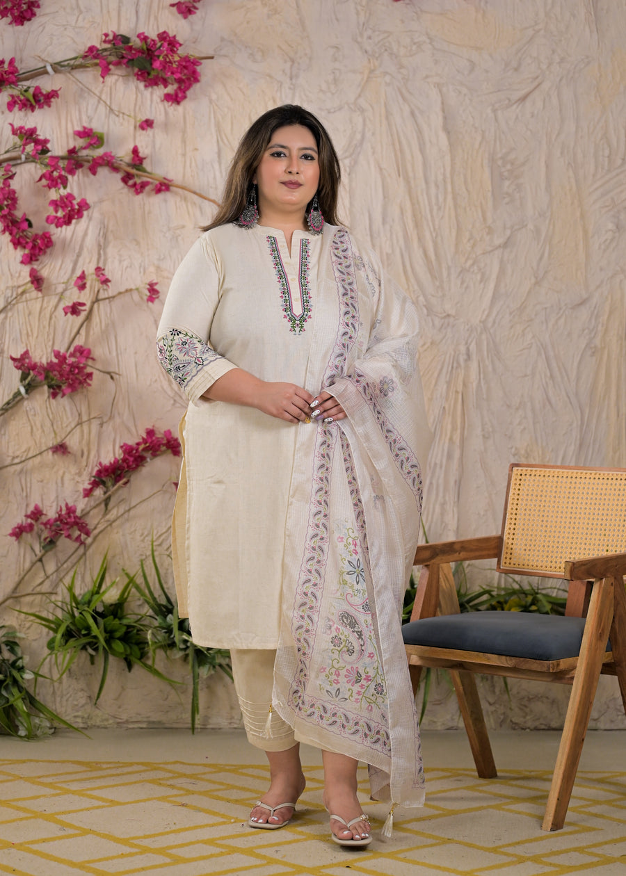 Women Embroidered 3 Piece Kurta Set