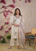Women Floral Embroidered V-Neck 3 Piece Kurta Pant Set