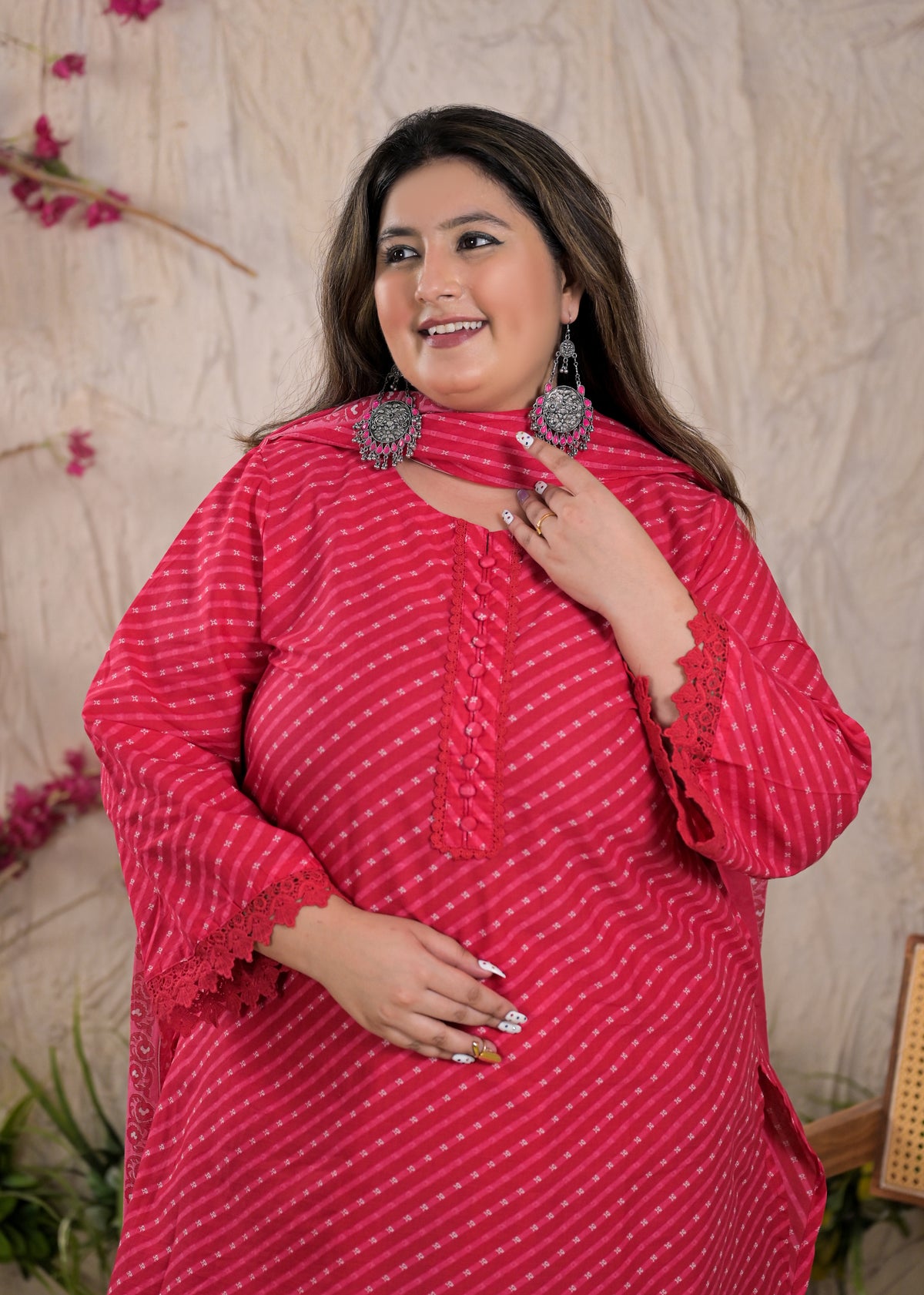 Women Leheriya Printed 3 Piece Kurta Set