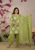 Women Ethnic Circle Printed 3 Piece Kurta Set