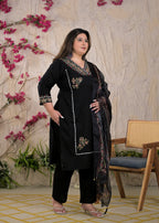 Women Floral Embroidered V-Neck 3 Piece Kurta Pant Set