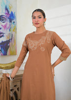 Women’s Floral Embroidered Kurta Palazzo with Dupatta Set