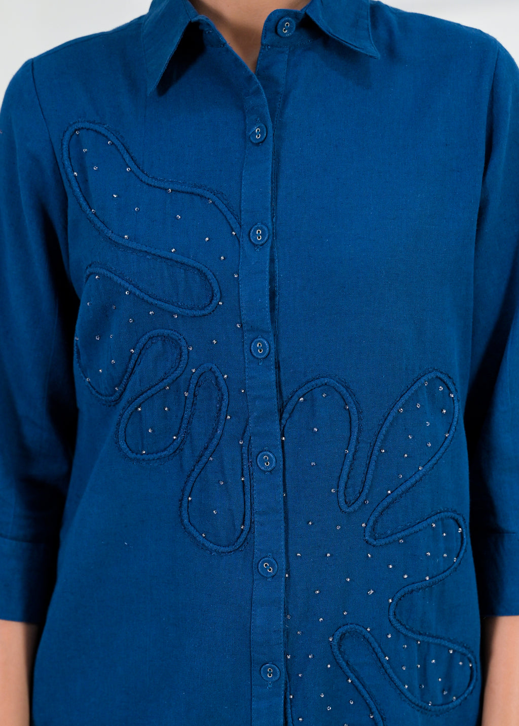 Embroidered Shirt-Style Co-ord Set