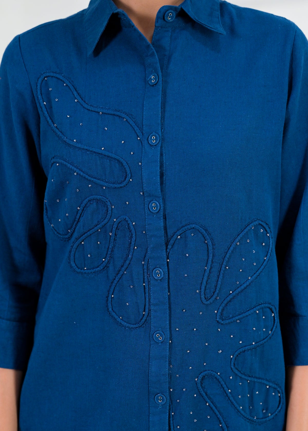 Embroidered Shirt-Style Co-ord Set