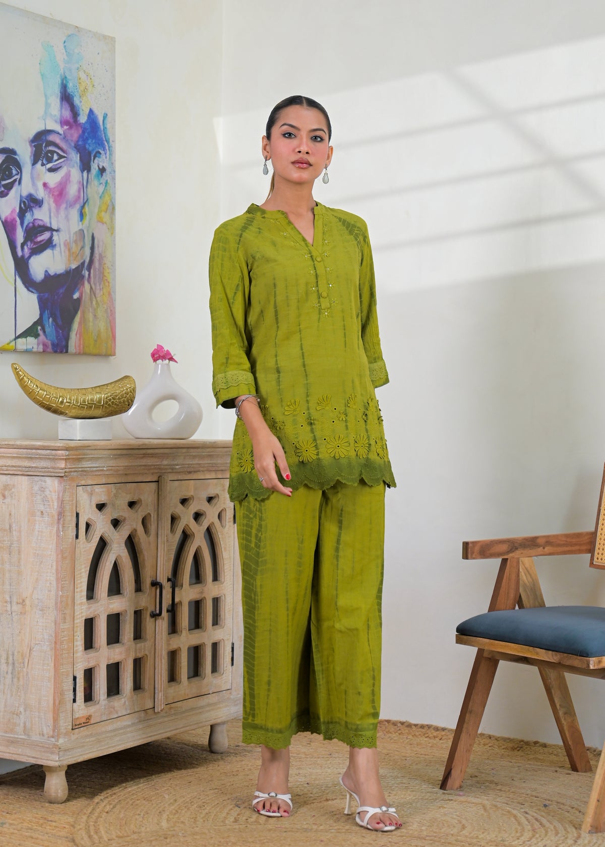 Embroidered Kurta & Palazzo Set