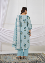 Floral Printed Straight Kurta Pant with Dupatta Set