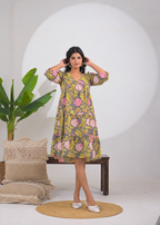 Abstract Printed Tiered Midi Dress