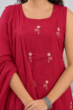 Embroidered Straight Kurta Pant Set with Dupatta