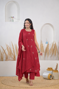 Embroidered Straight Kurta Pant Set with Dupatta