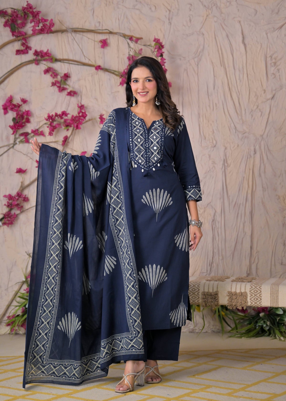 Women Yoke Work Kurta 3 Piece Set with Dupatta