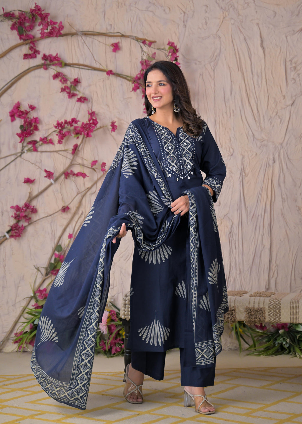 Women Yoke Work Kurta 3 Piece Set with Dupatta