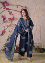 Women Yoke Work Kurta 3 Piece Set with Dupatta