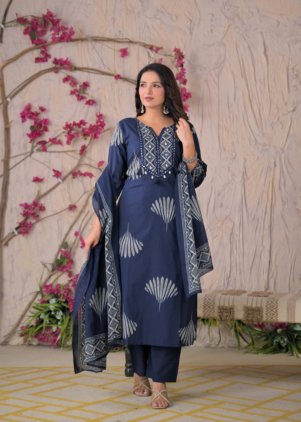 Women Yoke Work Kurta 3 Piece Set with Dupatta