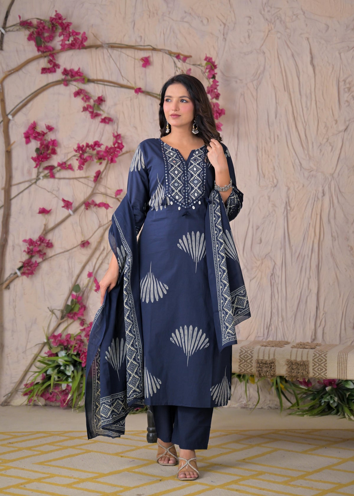 Women Yoke Work Kurta 3 Piece Set with Dupatta