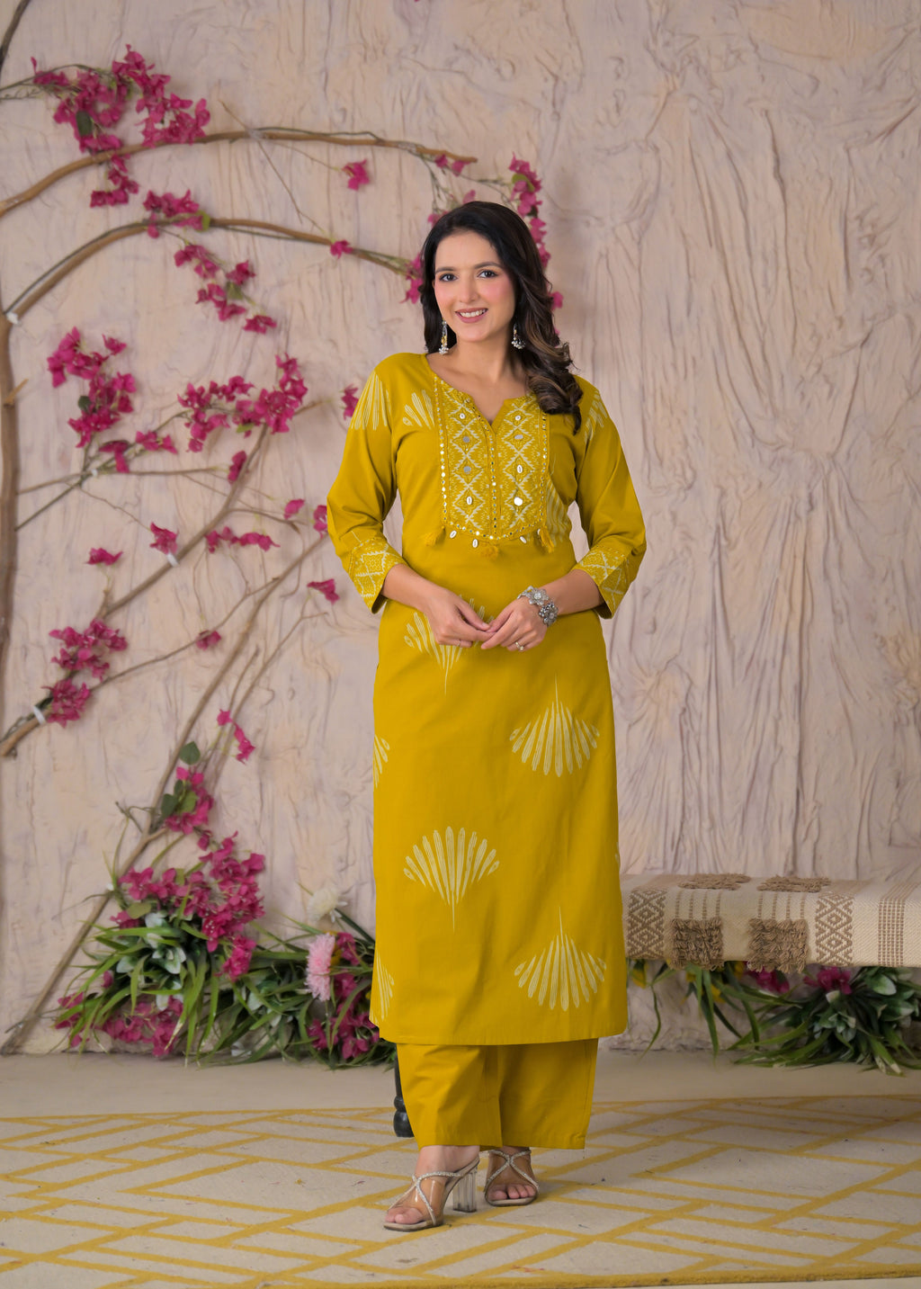 Women Yoke Work Kurta 3 Piece Set with Dupatta