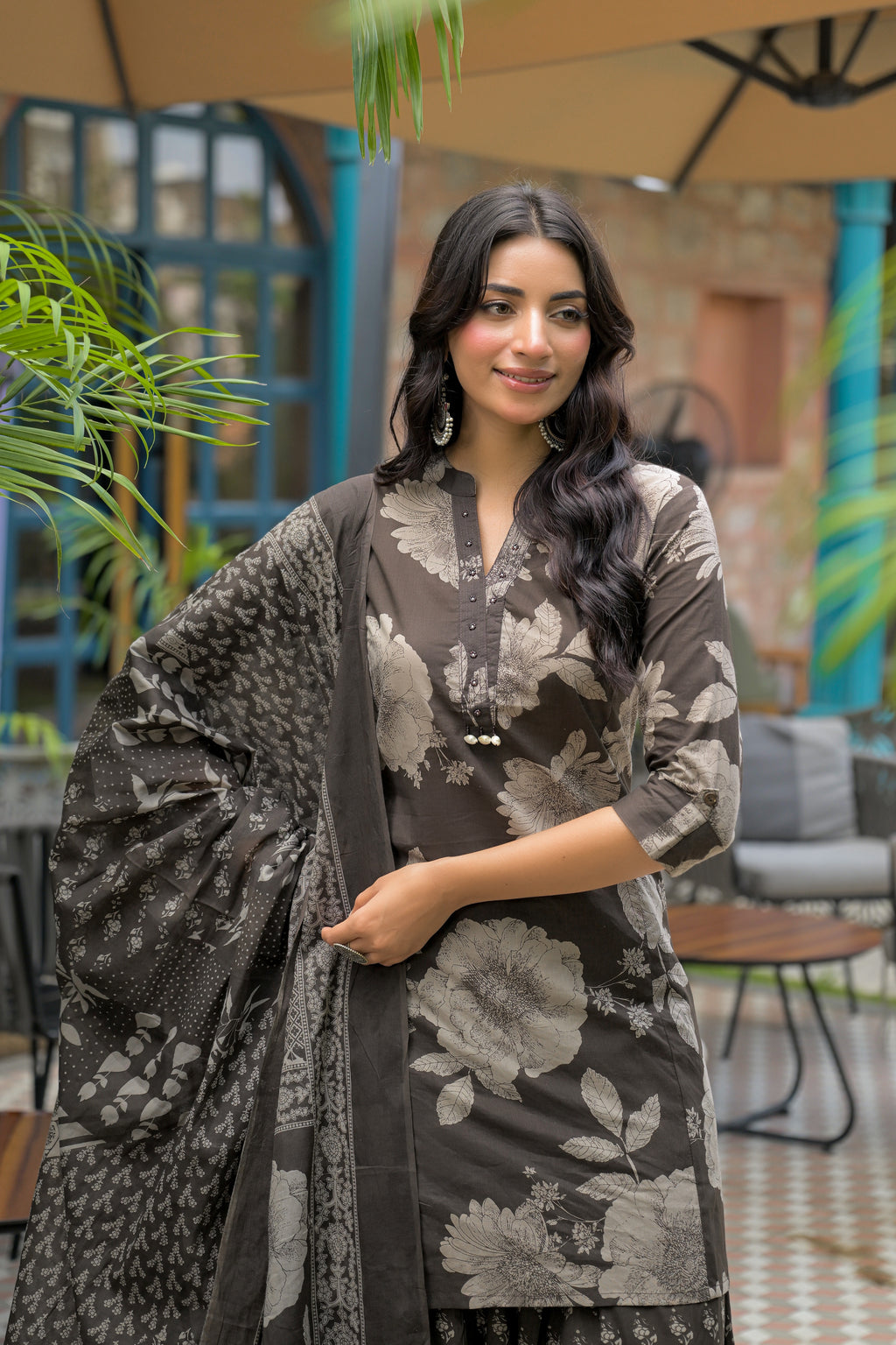 Floral Printed 3 Piece Kurta with Salwar and Dupatta
