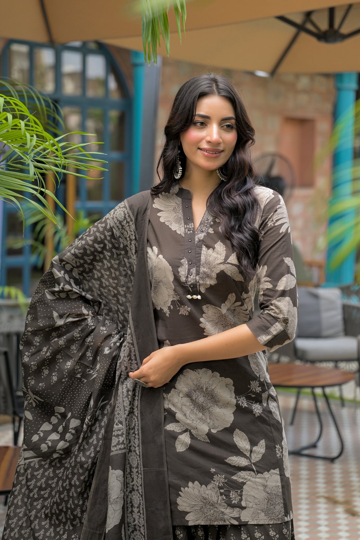 Floral Printed 3 Piece Kurta with Salwar and Dupatta