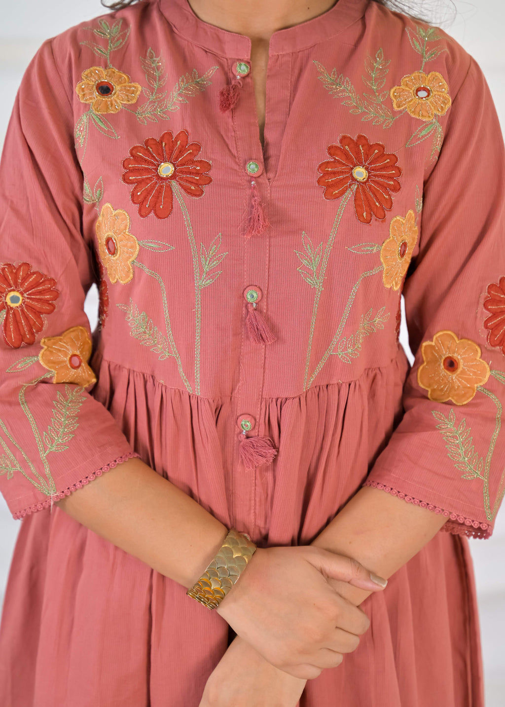 Women Floral Embroidered Flared 3 Piece Kurta Set with Dupatta