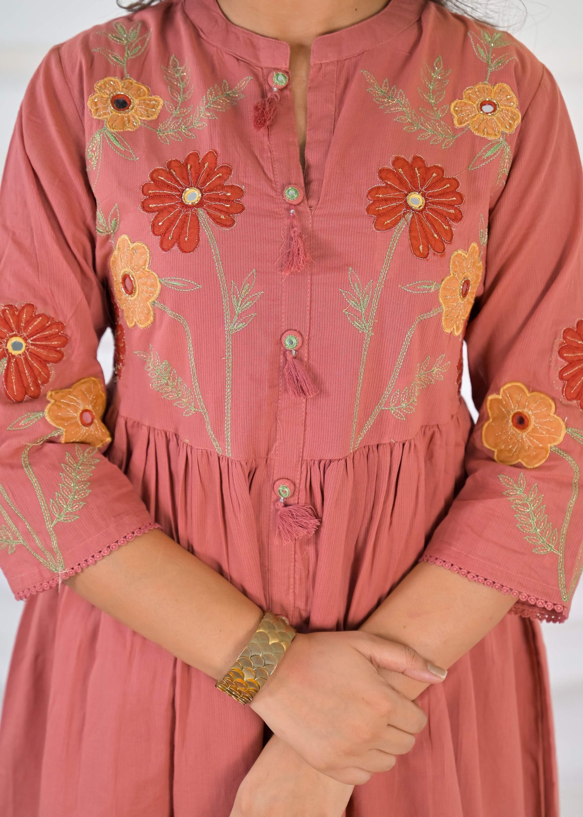 Women Floral Embroidered Flared 3 Piece Kurta Set with Dupatta