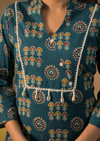 Women Bandhani Print 2-Piece Kurti Pant Set