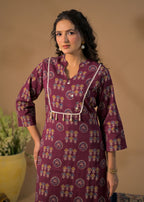 Women Bandhani Print 2-Piece Kurti Pant Set