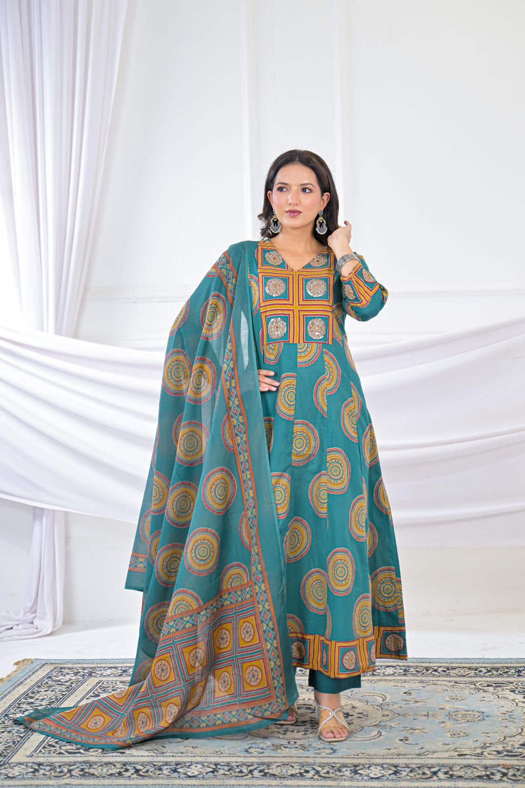 Women Printed Anarkali 3 Piece Kurta Set with Dupatta
