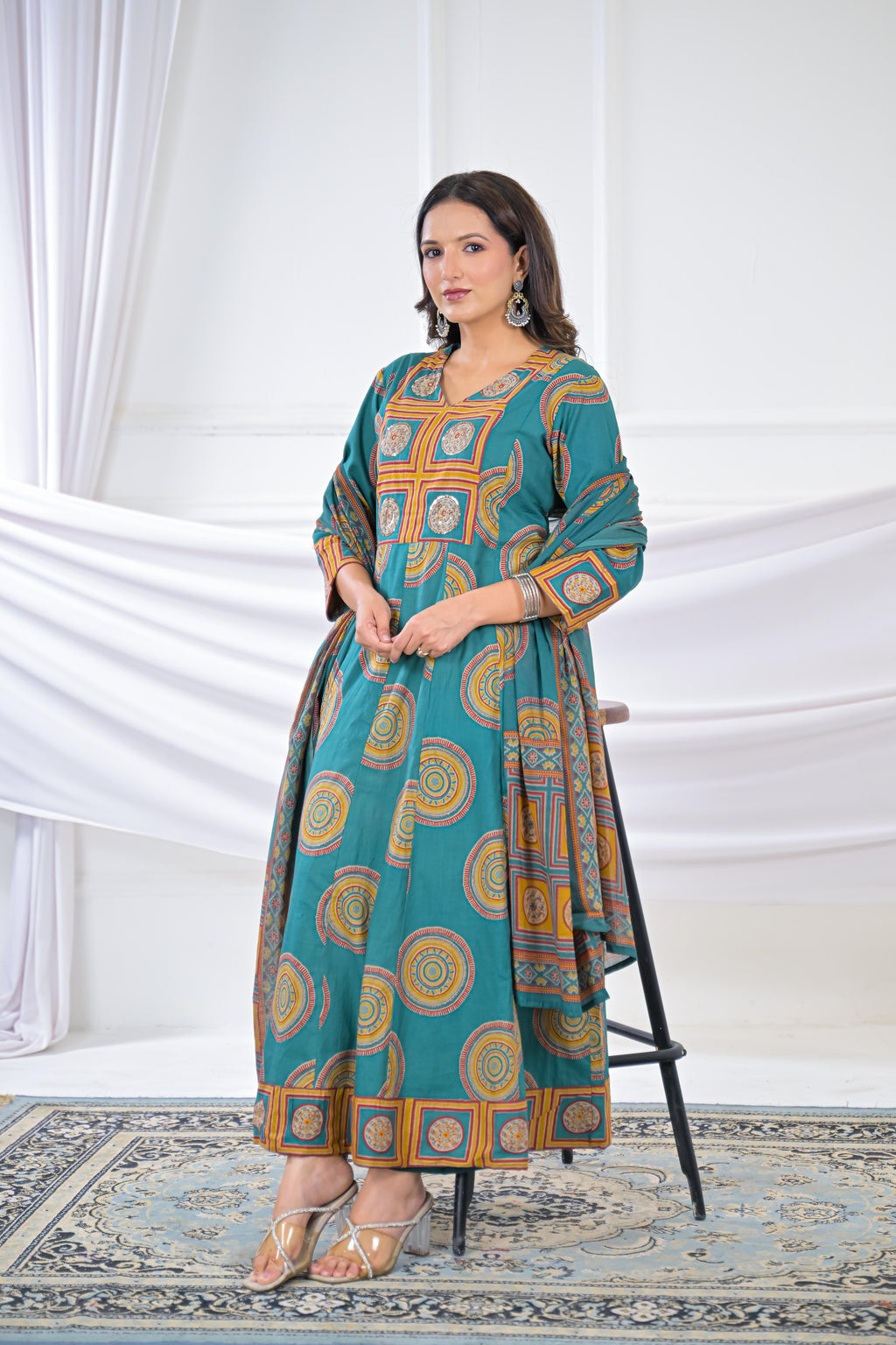 Women Printed Anarkali 3 Piece Kurta Set with Dupatta