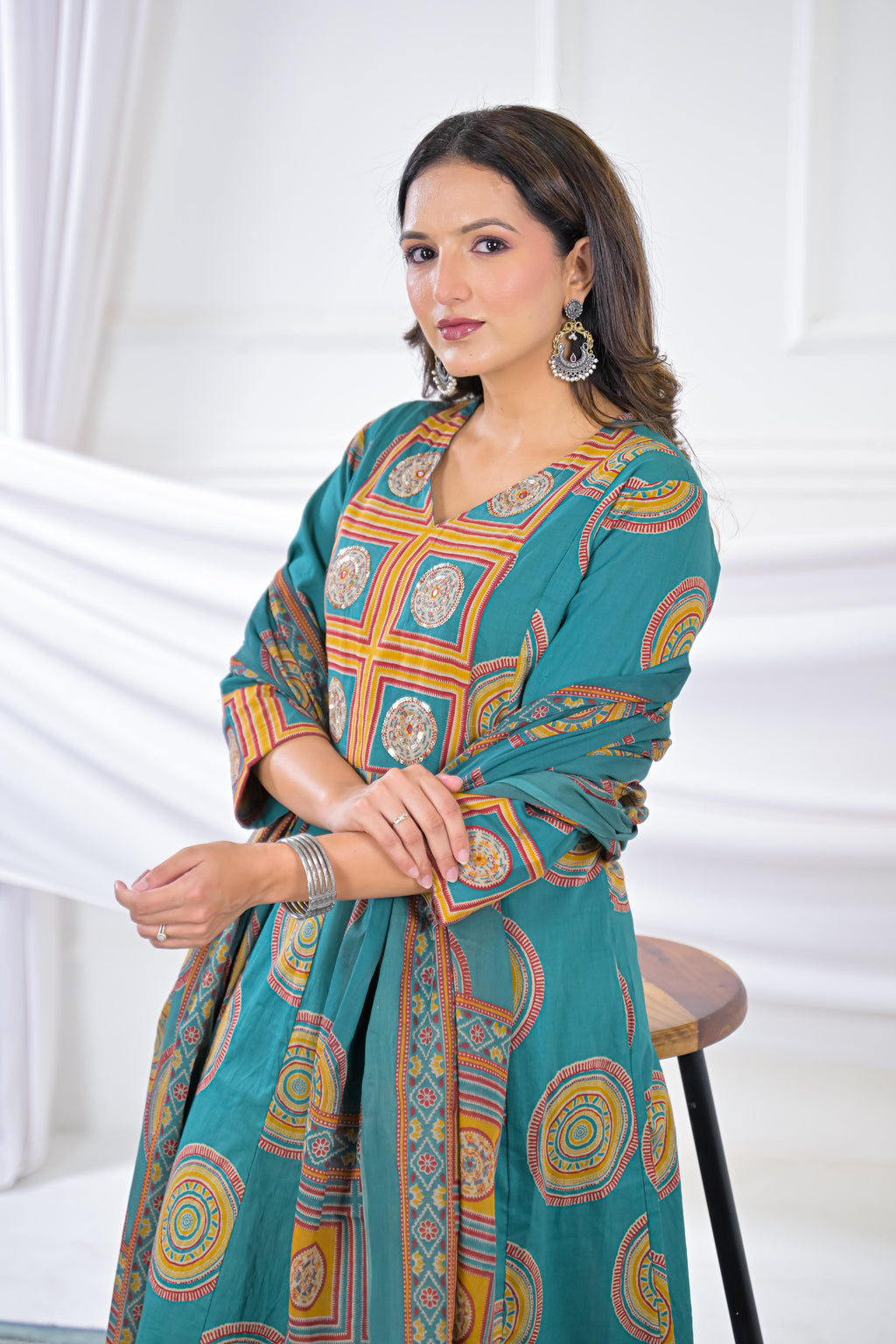 Women Printed Anarkali 3 Piece Kurta Set with Dupatta