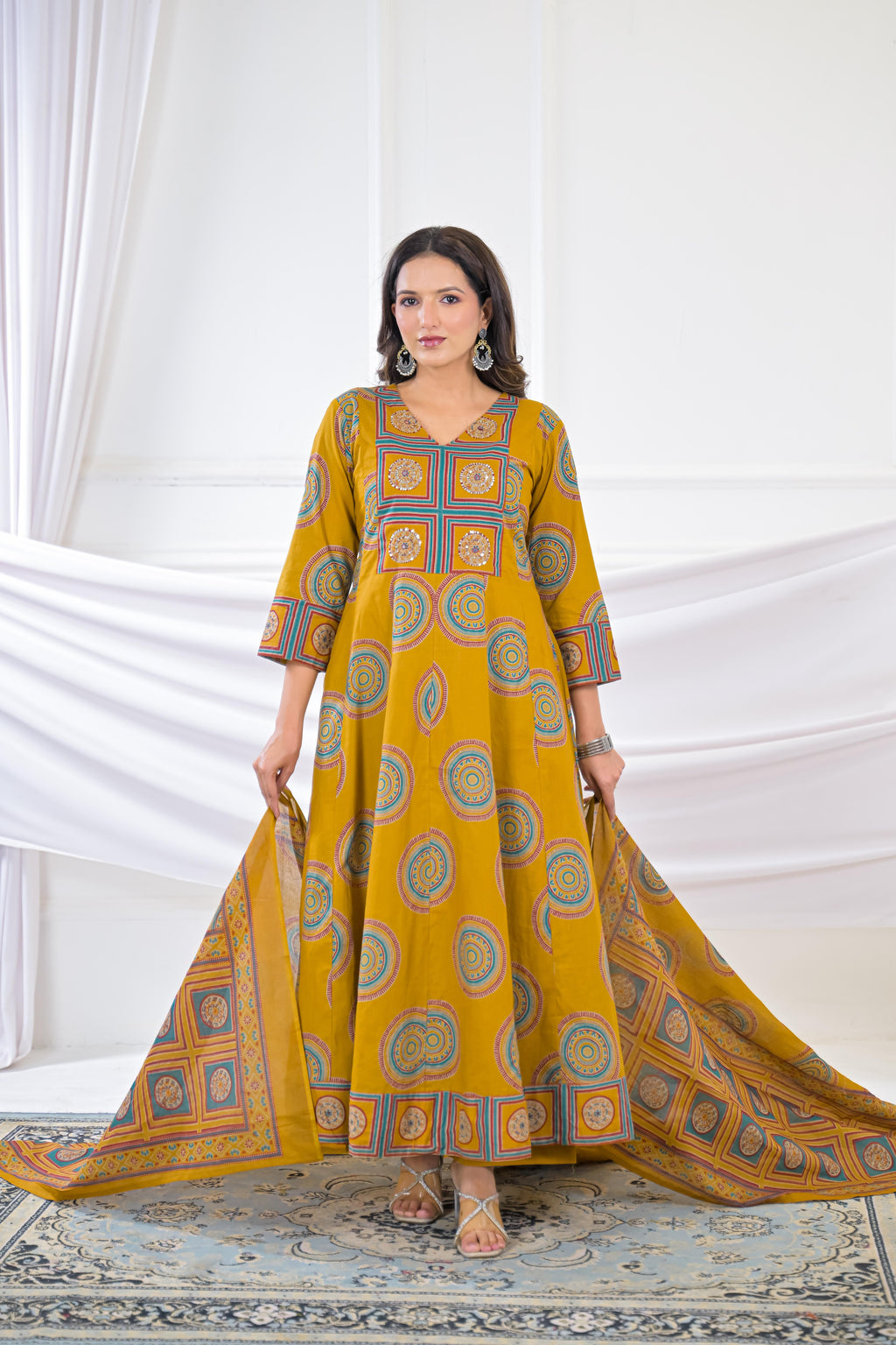 Women Printed Anarkali 3 Piece Kurta Set with Dupatta
