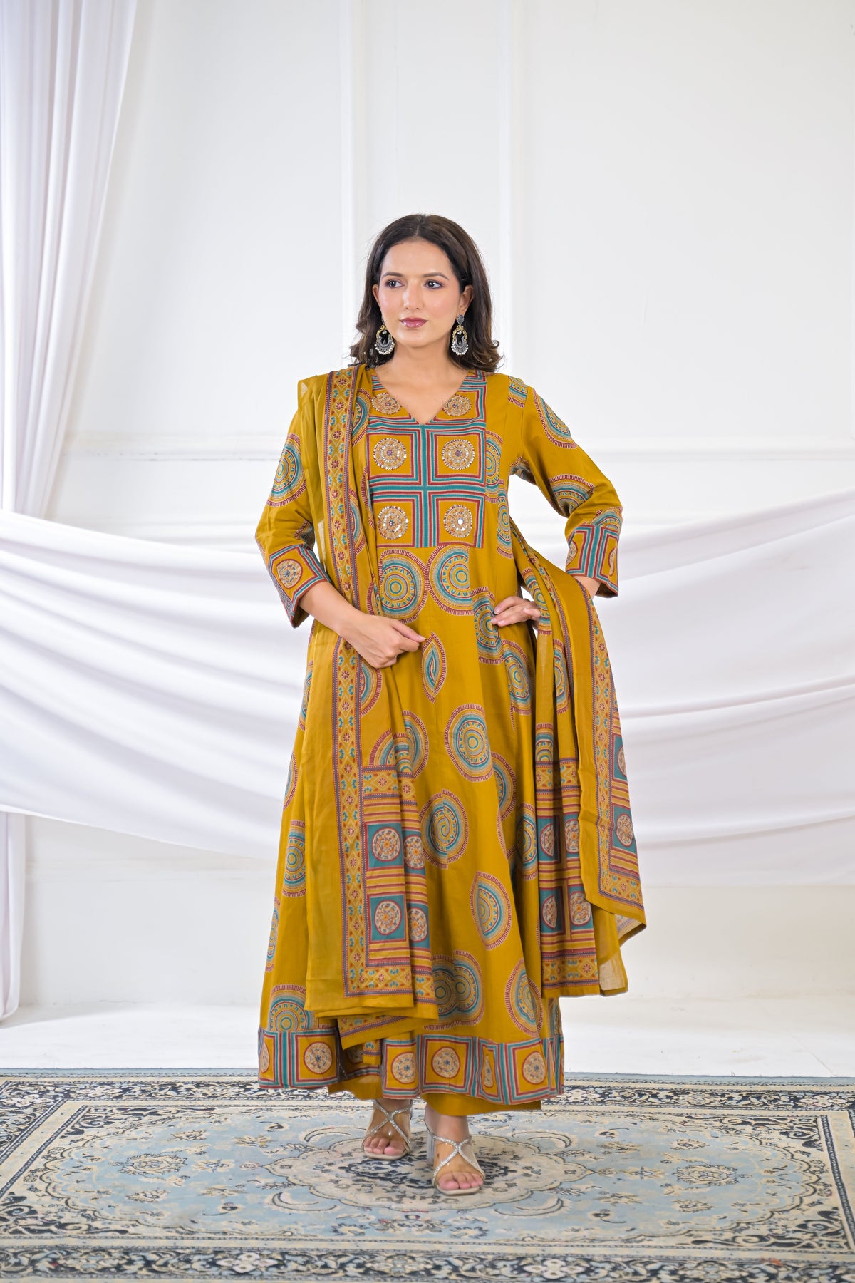 Women Printed Anarkali 3 Piece Kurta Set with Dupatta