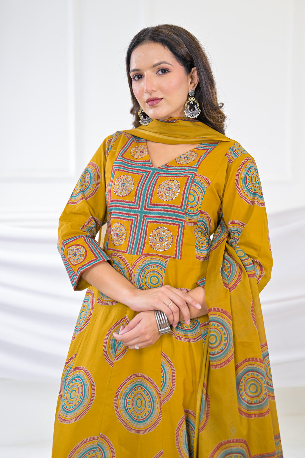 Women Printed Anarkali 3 Piece Kurta Set with Dupatta