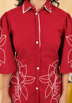 Floral Embroidered Shirt Dress