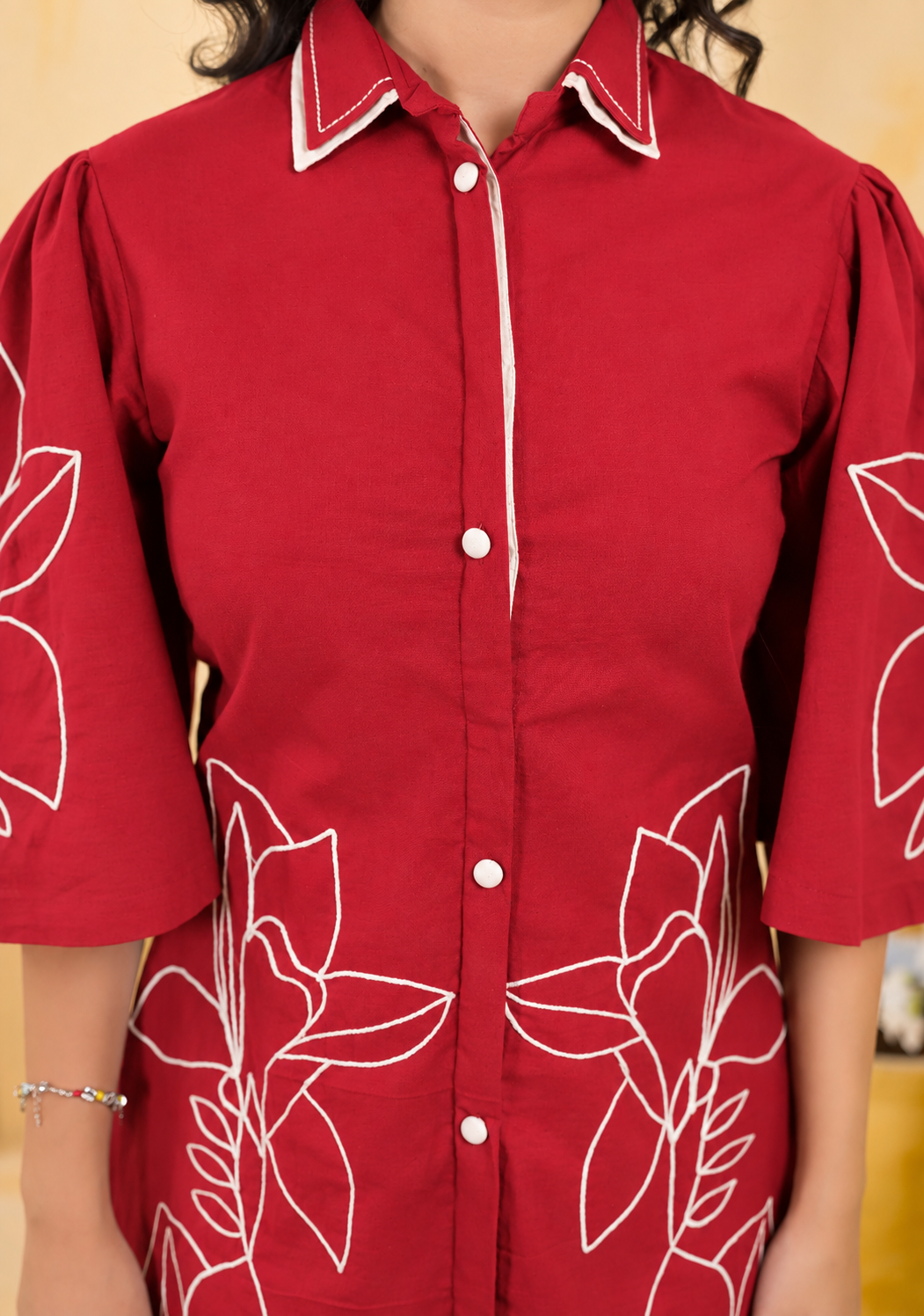 Floral Embroidered Shirt Dress