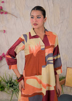 Multicolor Abstract Print Shirt-Style Co-ord Set