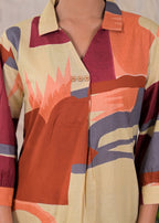 Multicolor Abstract Print Shirt-Style Co-ord Set