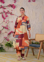 Multicolor Abstract Print Shirt-Style Co-ord Set
