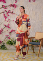 Multicolor Abstract Print Shirt-Style Co-ord Set