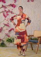 Multicolor Abstract Print Shirt-Style Co-ord Set