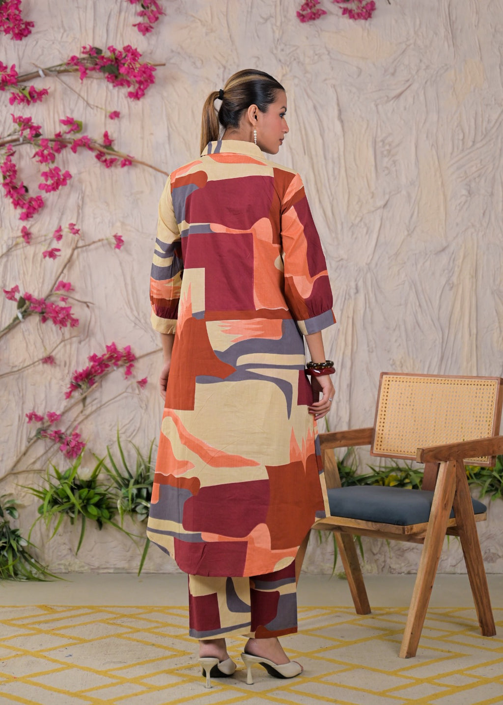 Multicolor Abstract Print Shirt-Style Co-ord Set