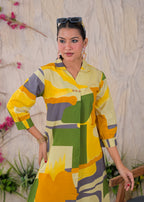 Multicolor Abstract Print Shirt-Style Co-ord Set