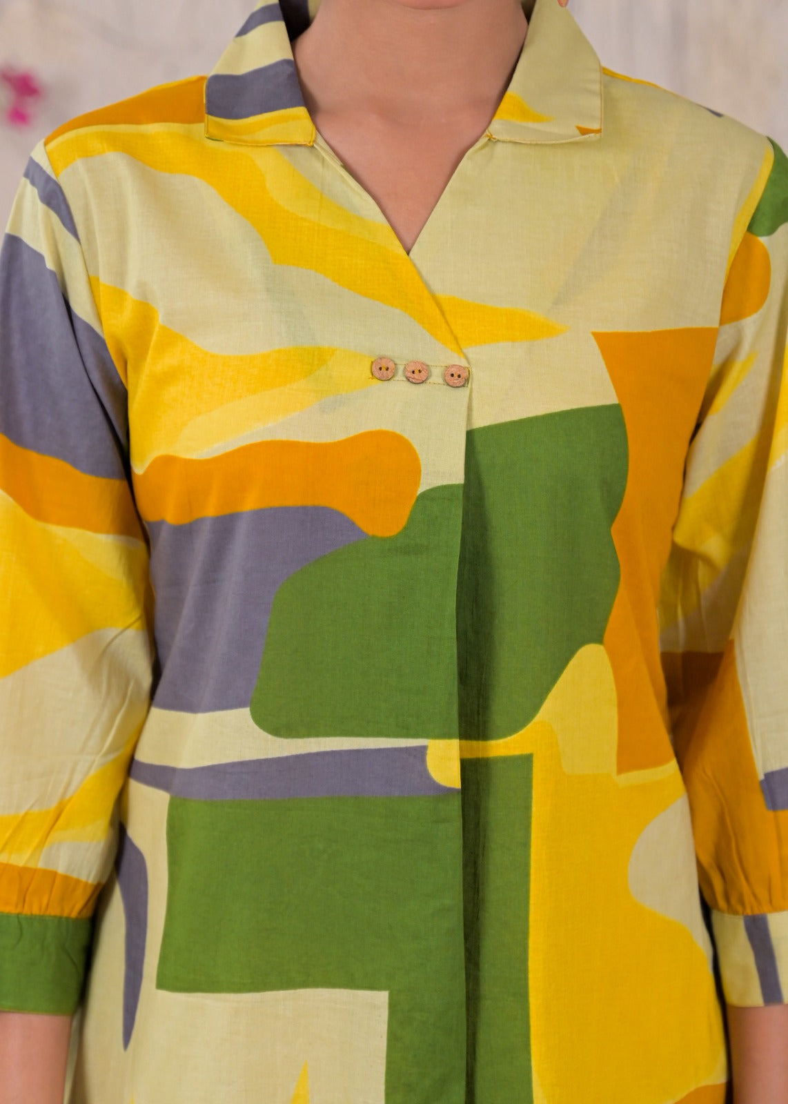 Multicolor Abstract Print Shirt-Style Co-ord Set