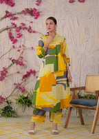 Multicolor Abstract Print Shirt-Style Co-ord Set