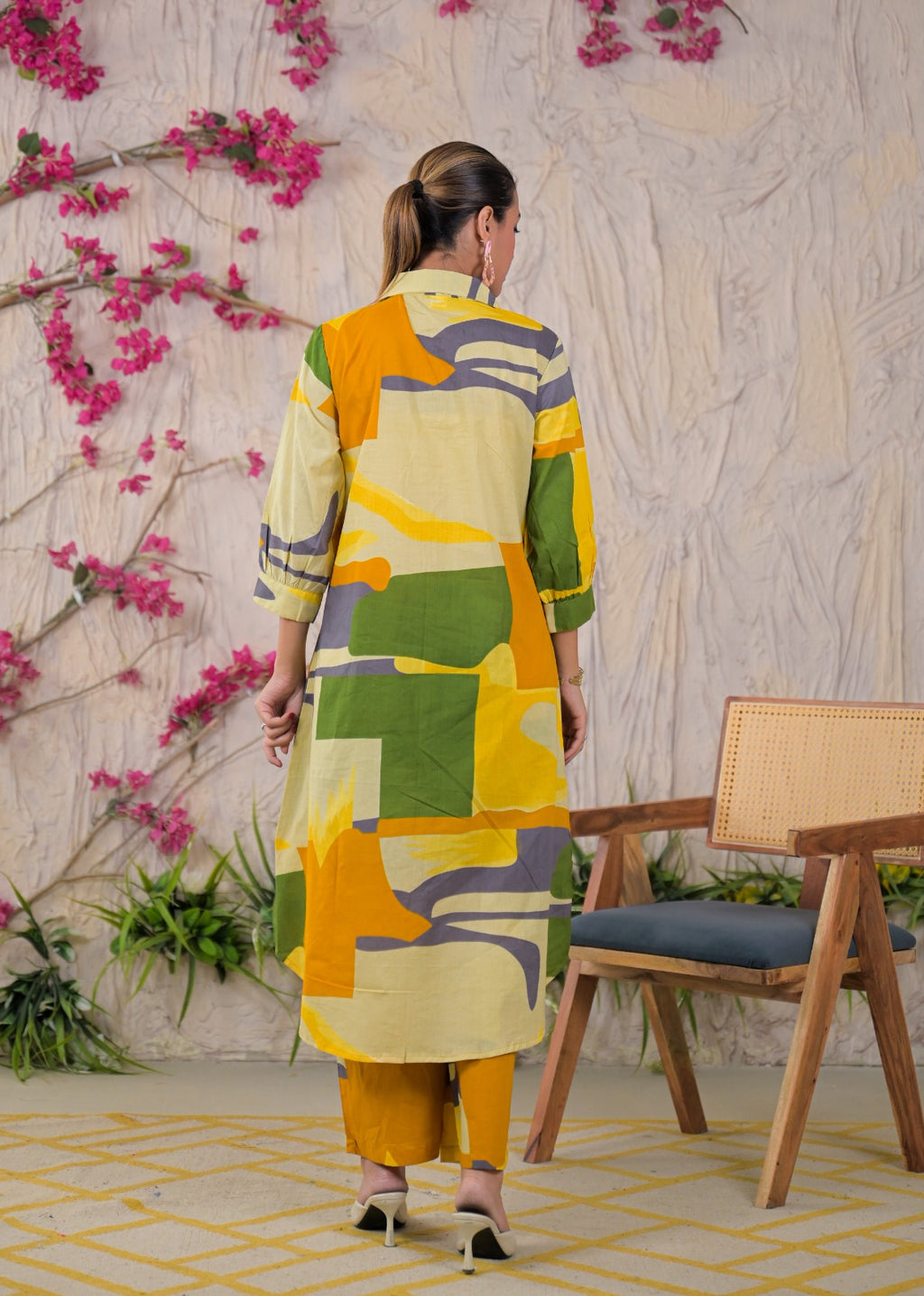 Multicolor Abstract Print Shirt-Style Co-ord Set