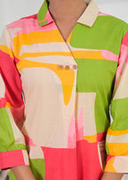 Multicolor Abstract Print Shirt-Style Co-ord Set