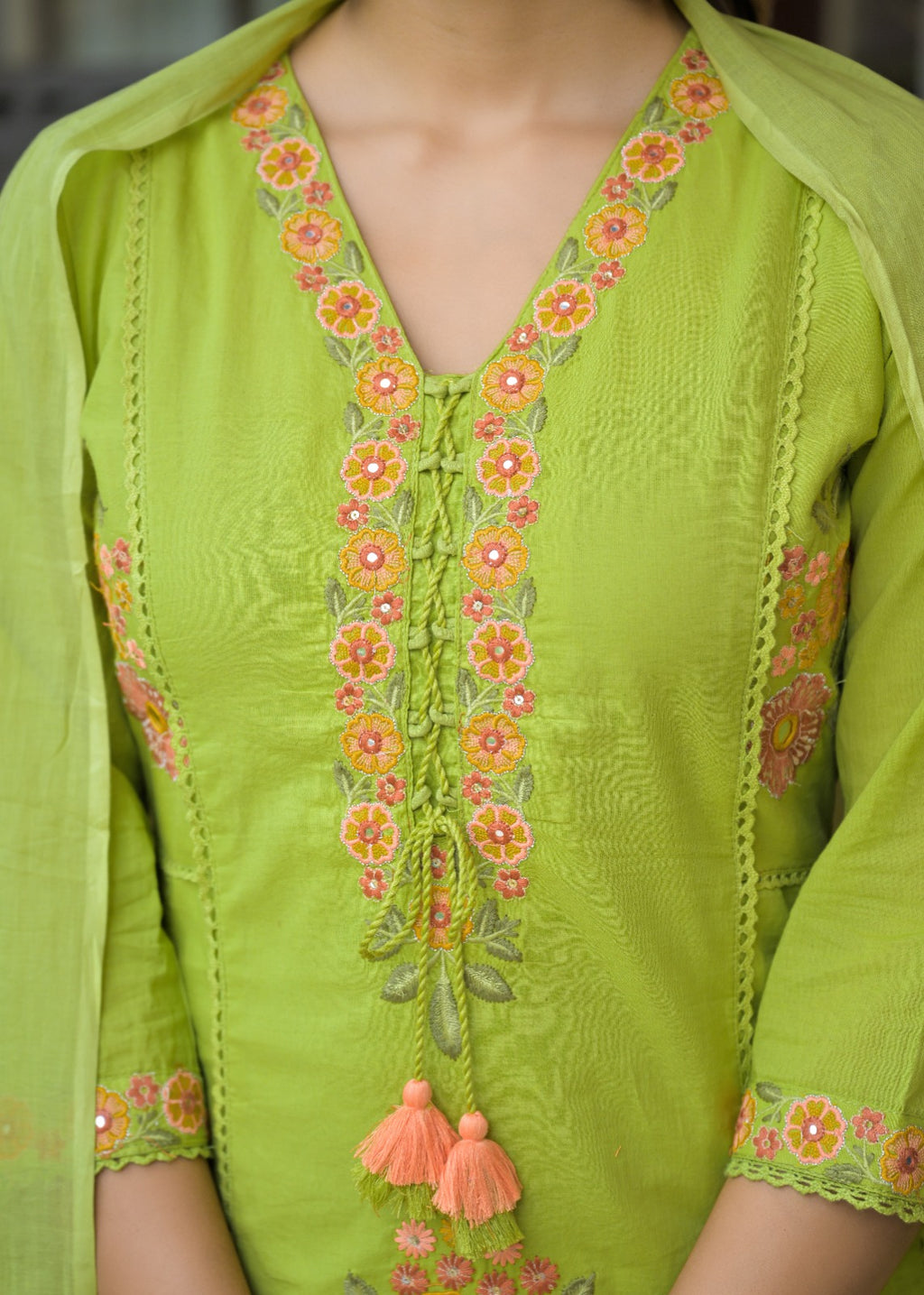 Floral Embroidered Anarkali Kurta with Dupatta & Bottom Set