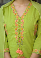 Floral Embroidered Anarkali Kurta with Dupatta & Bottom Set