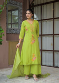 Floral Embroidered Anarkali Kurta with Dupatta & Bottom Set