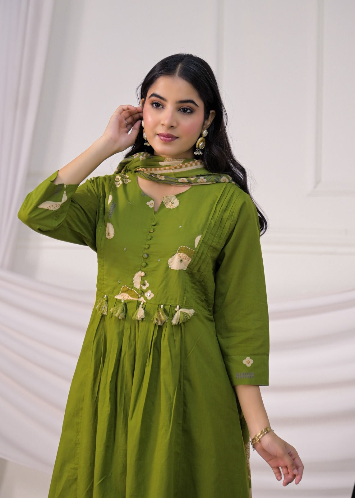 Floral Printed Anarkali Suit Set