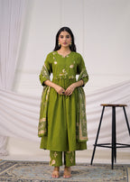 Floral Printed Anarkali Suit Set